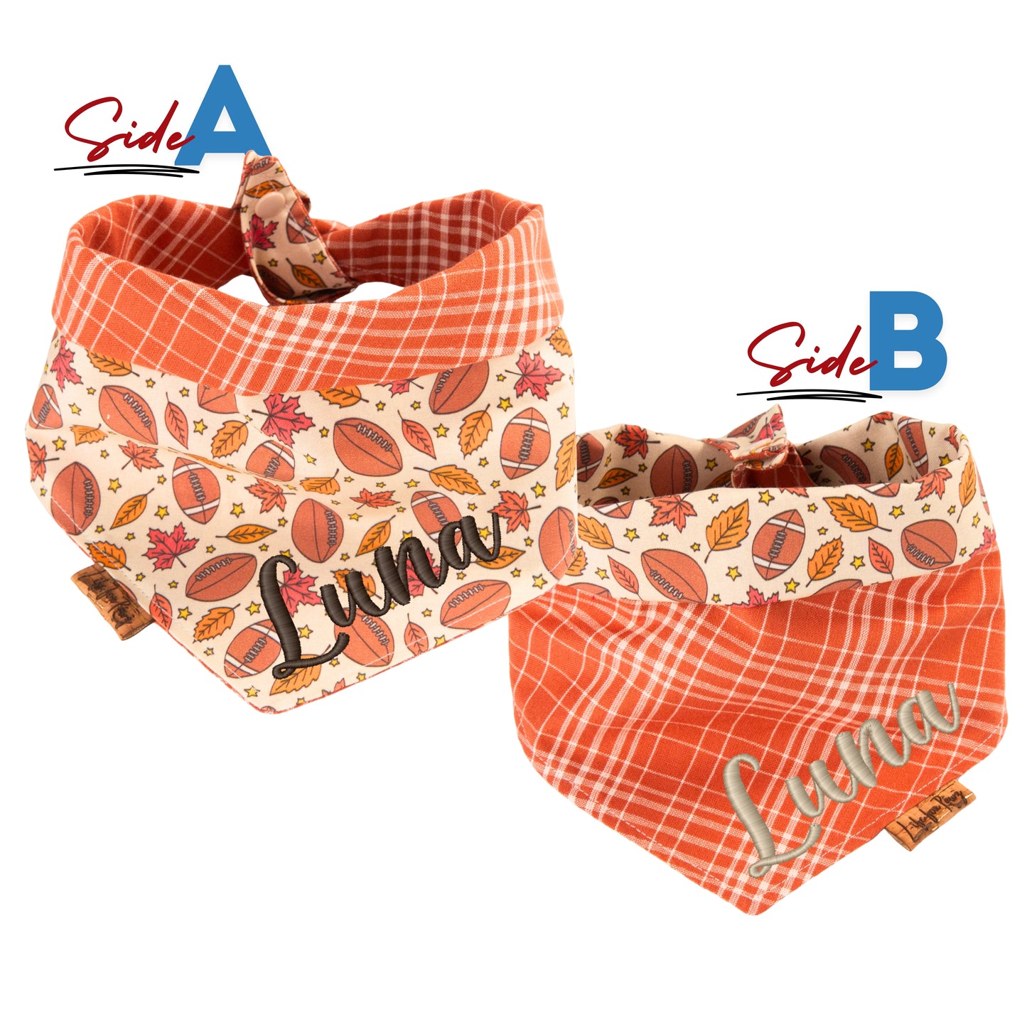 Tie and Snap Football & Fall Plaid by Life for Pawz – Handmade for pets