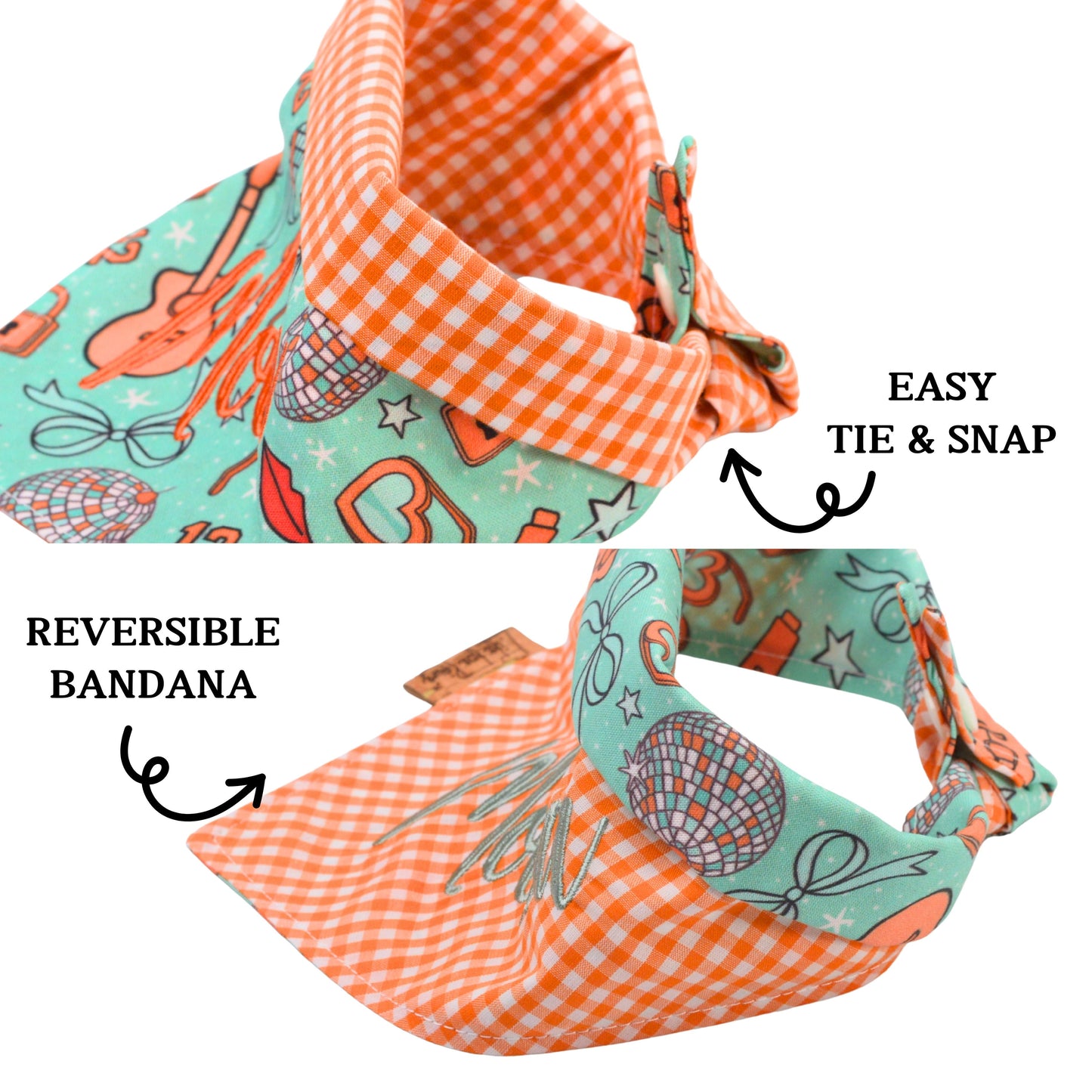 Tie and Snap Musical & Plaid Tie & Snap Bandana by Life for Pawz ā Handmade for pets