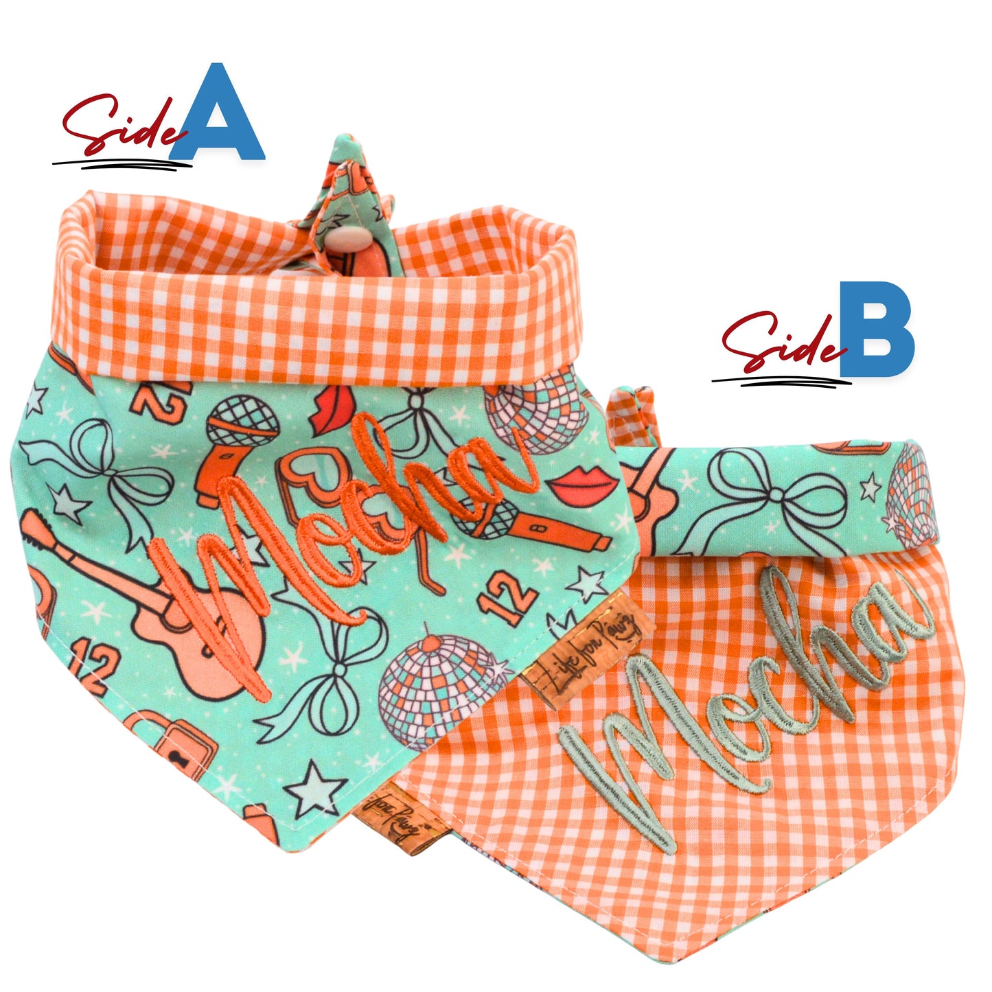 Tie and Snap Musical & Plaid Tie & Snap Bandana by Life for Pawz ā Handmade for pets