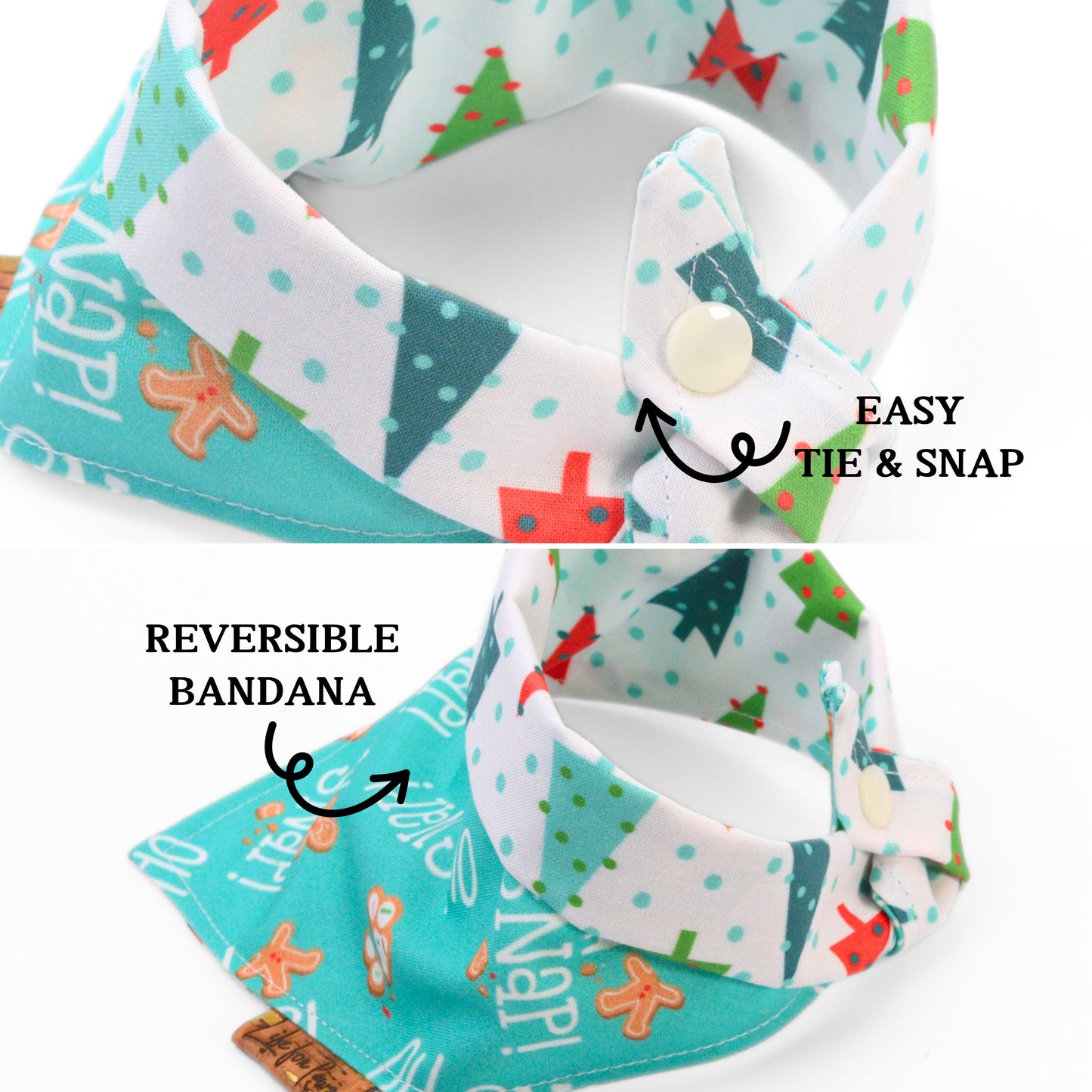 Tie and Snap Oh Snap Dog Bandana by Life for Pawz – Handmade for pets