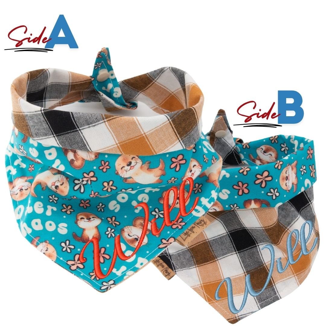 Tie and Snap Otter Chaos Plaid by Life for Pawz – Handmade for pets
