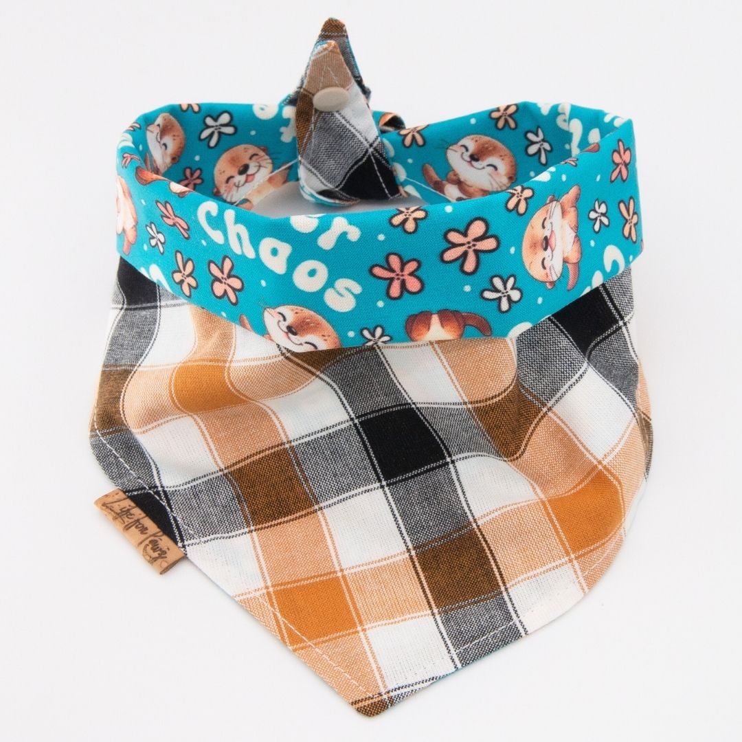 Tie and Snap Otter Chaos Plaid by Life for Pawz – Handmade for pets