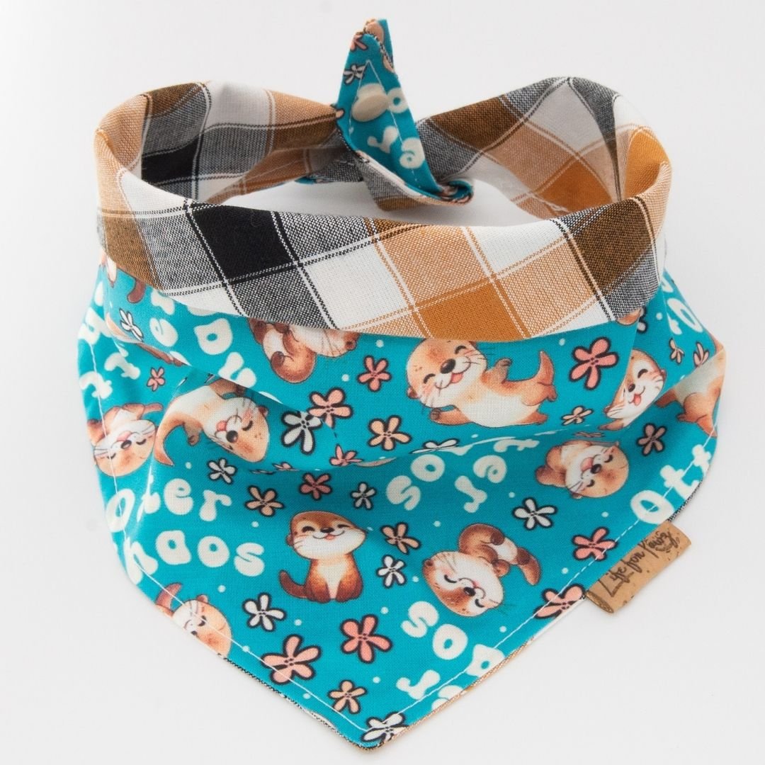 Tie and Snap Otter Chaos Plaid by Life for Pawz – Handmade for pets