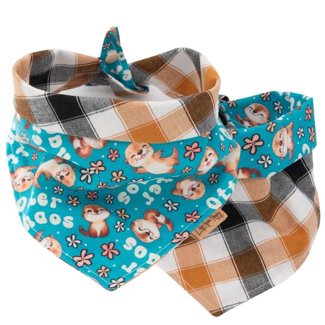 Tie and Snap Otter Chaos Plaid by Life for Pawz – Handmade for pets