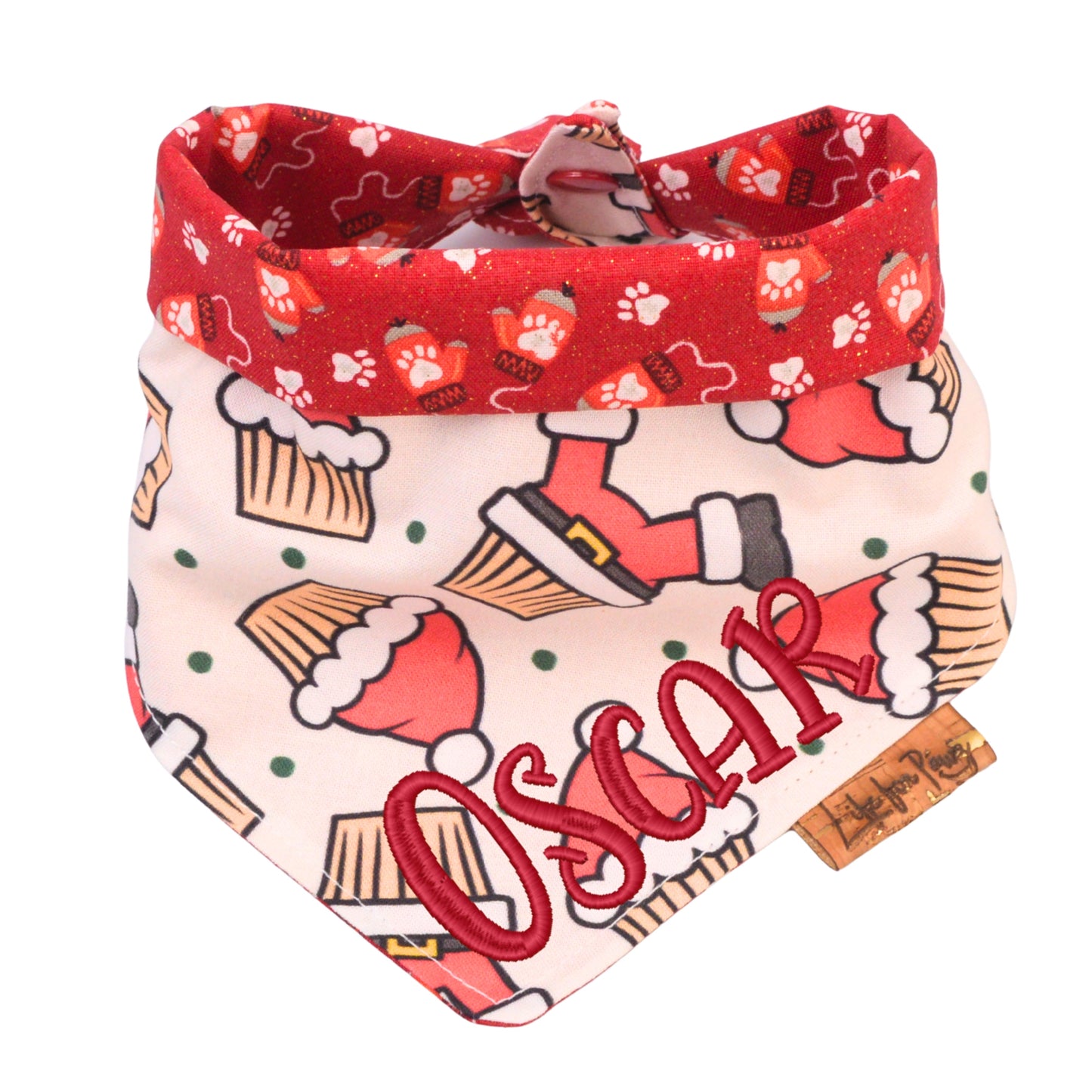 Tie and Snap Santa Suit Dog Bandana by Life for Pawz – Handmade for pets