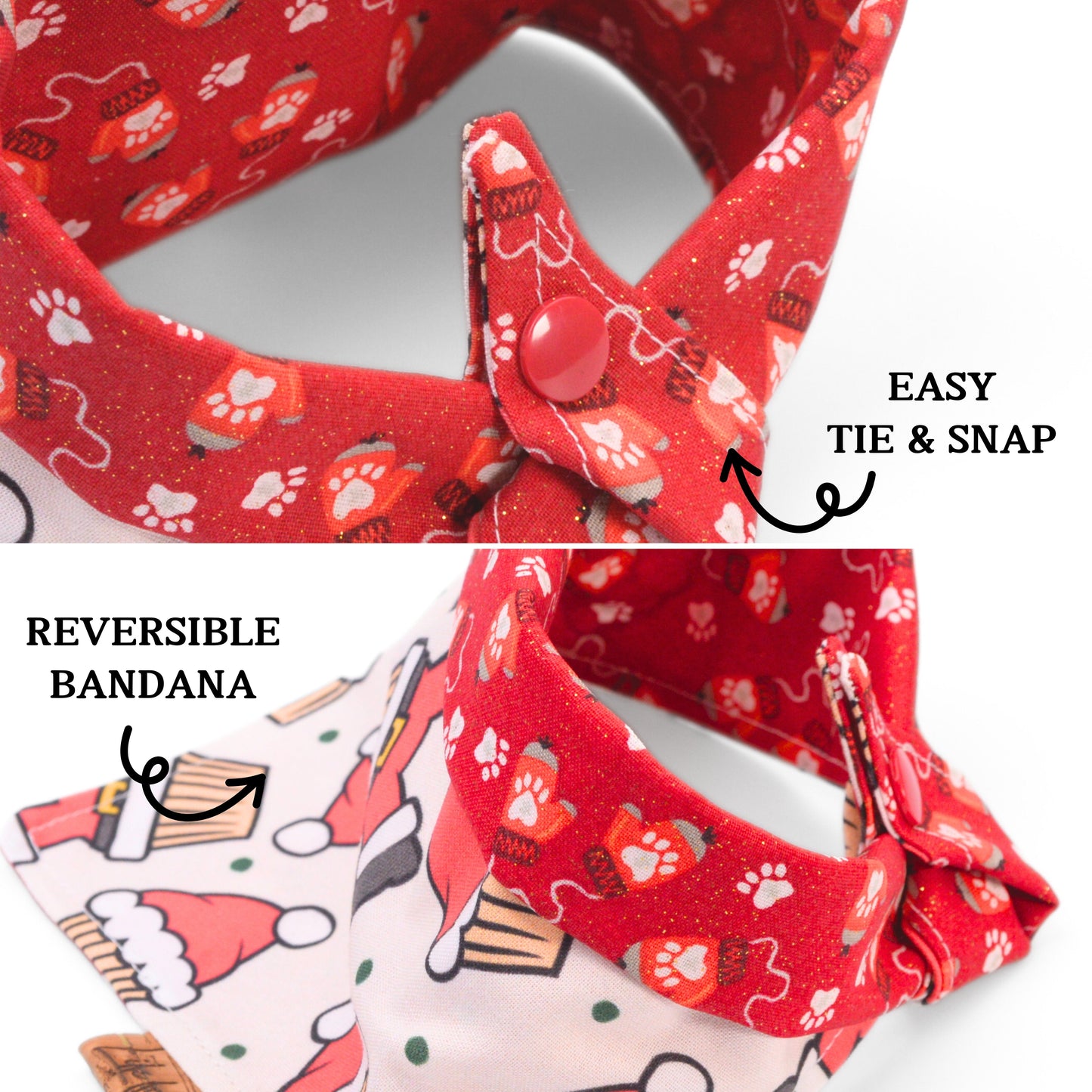 Tie and Snap Santa Suit Dog Bandana by Life for Pawz – Handmade for pets