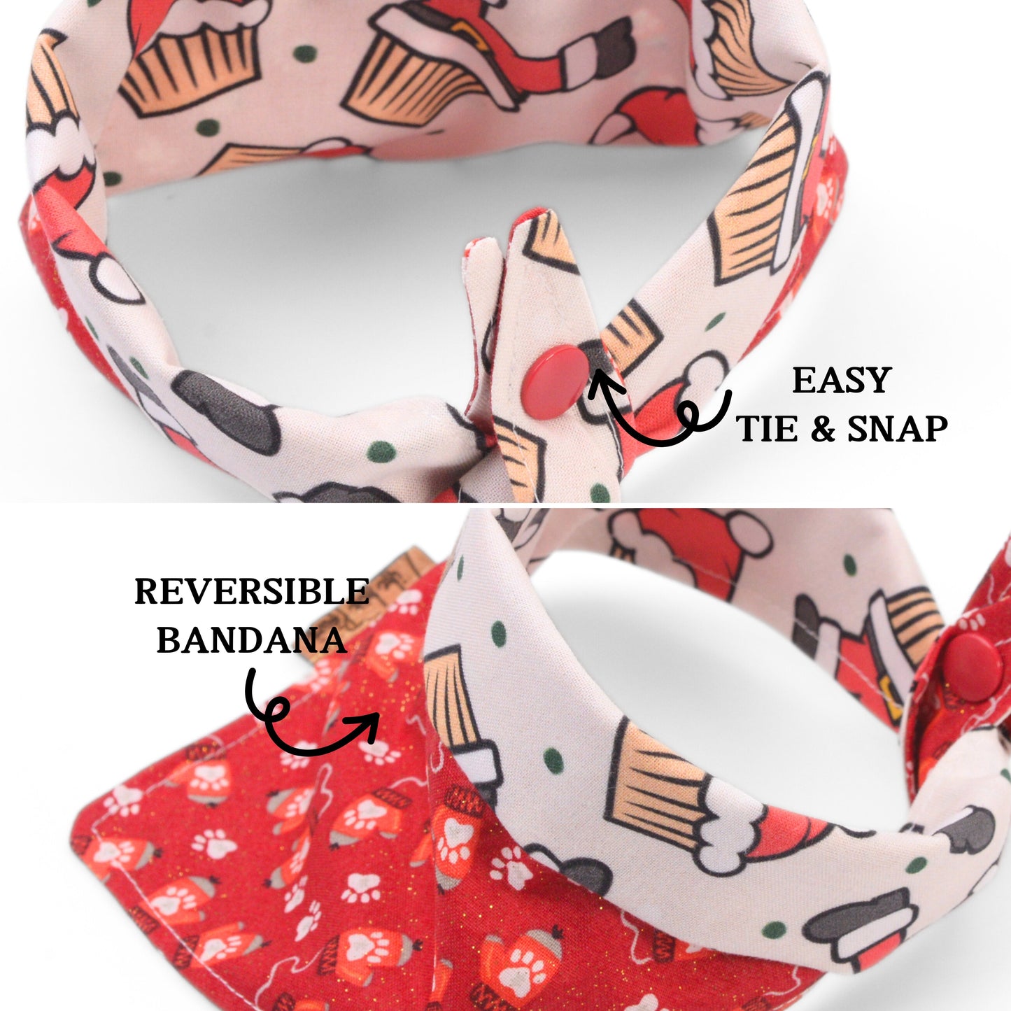 Tie and Snap Santa Suit Dog Bandana by Life for Pawz – Handmade for pets