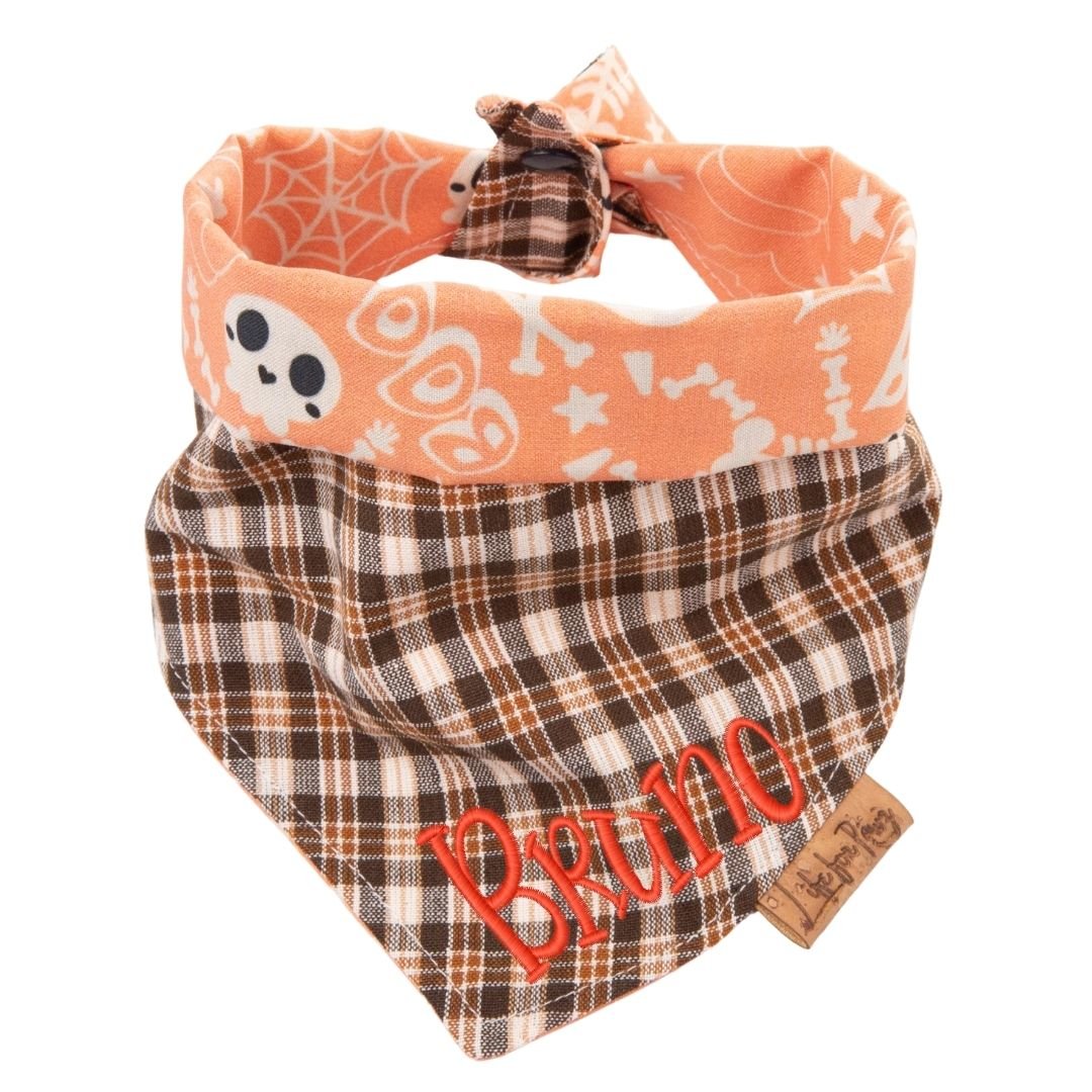 Tie and Snap Spooky Plaid by Life for Pawz – Handmade for pets
