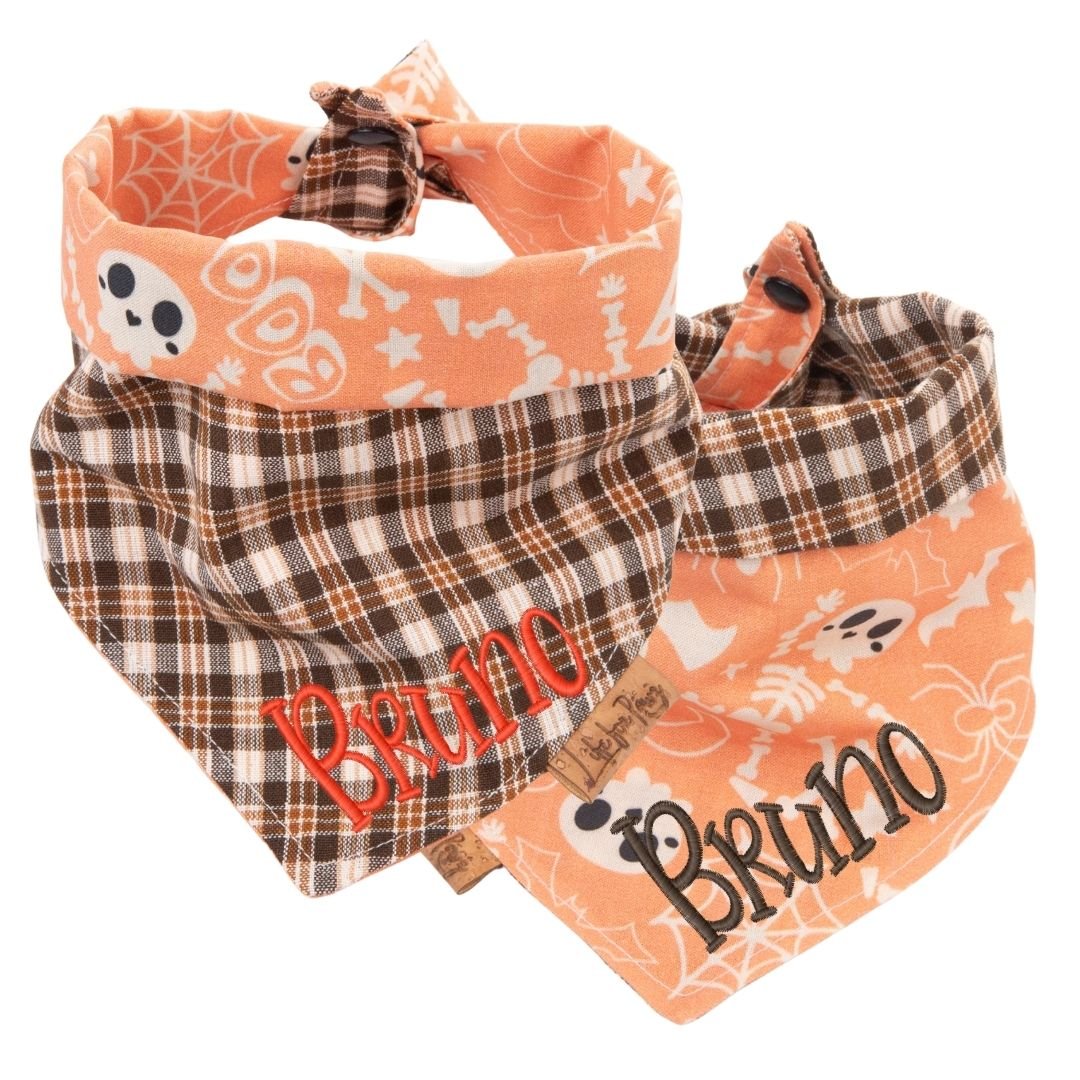Tie and Snap Spooky Plaid by Life for Pawz – Handmade for pets