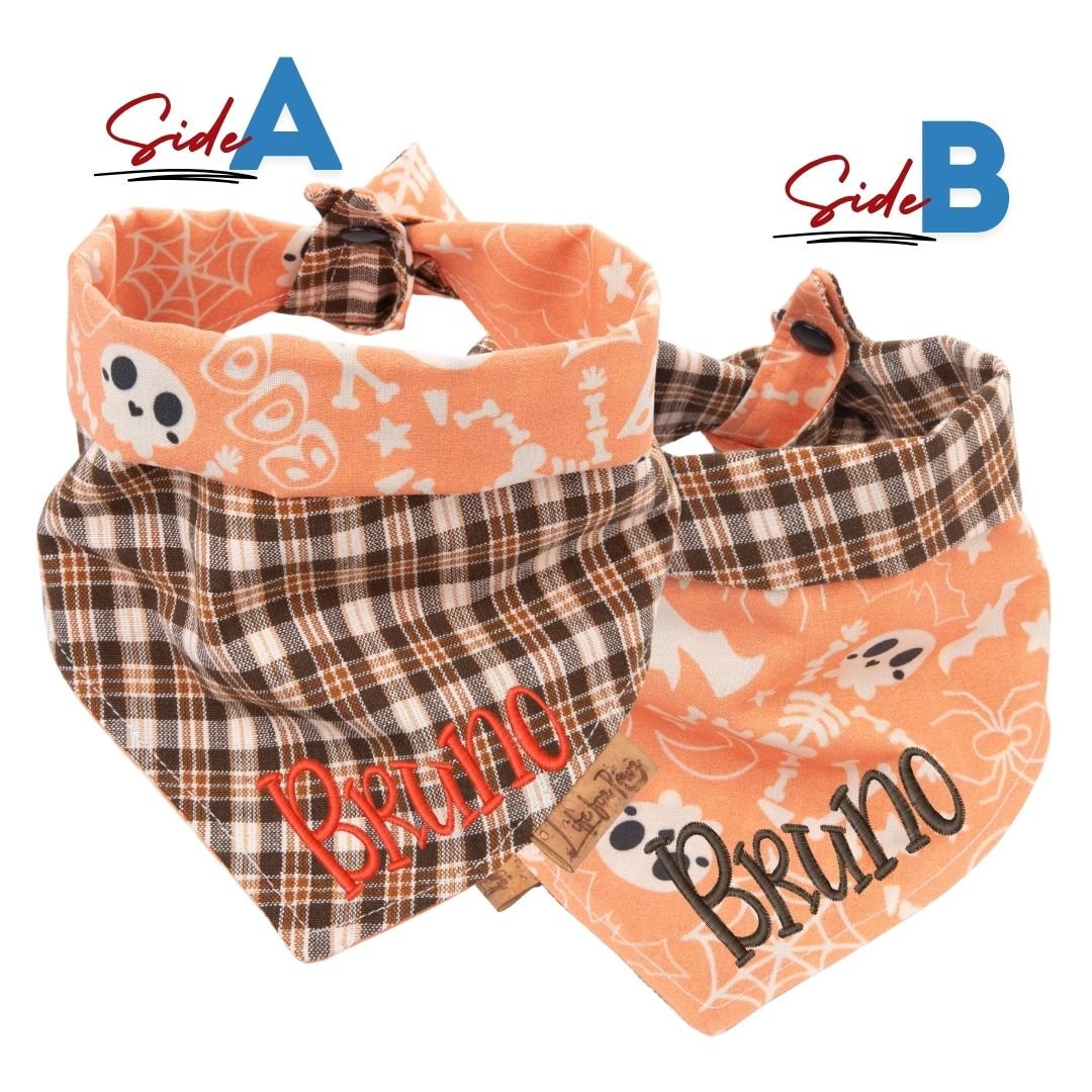Tie and Snap Spooky Plaid by Life for Pawz – Handmade for pets