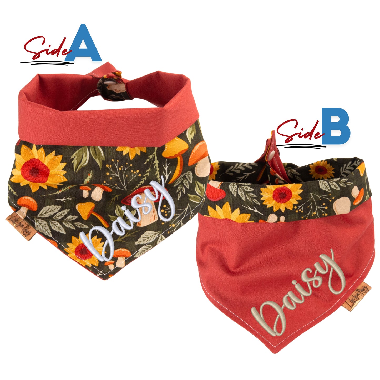 Tie and Snap Sunflower & Mushroom by Life for Pawz – Handmade for pets