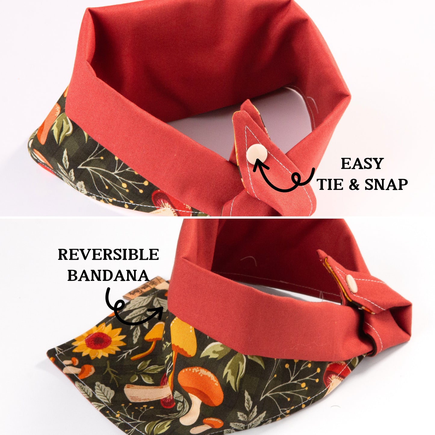Tie and Snap Sunflower & Mushroom by Life for Pawz – Handmade for pets