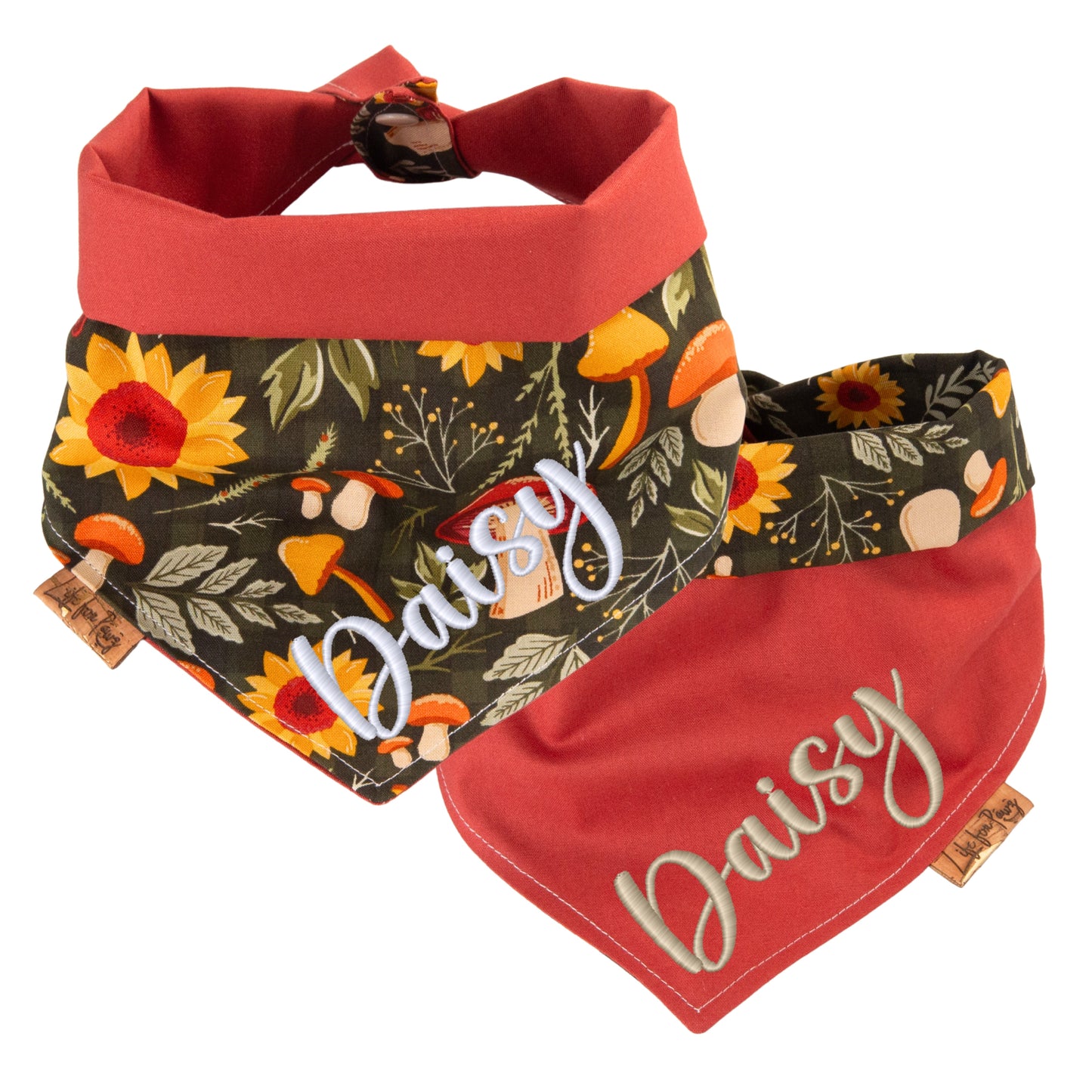 Tie and Snap Sunflower & Mushroom by Life for Pawz – Handmade for pets