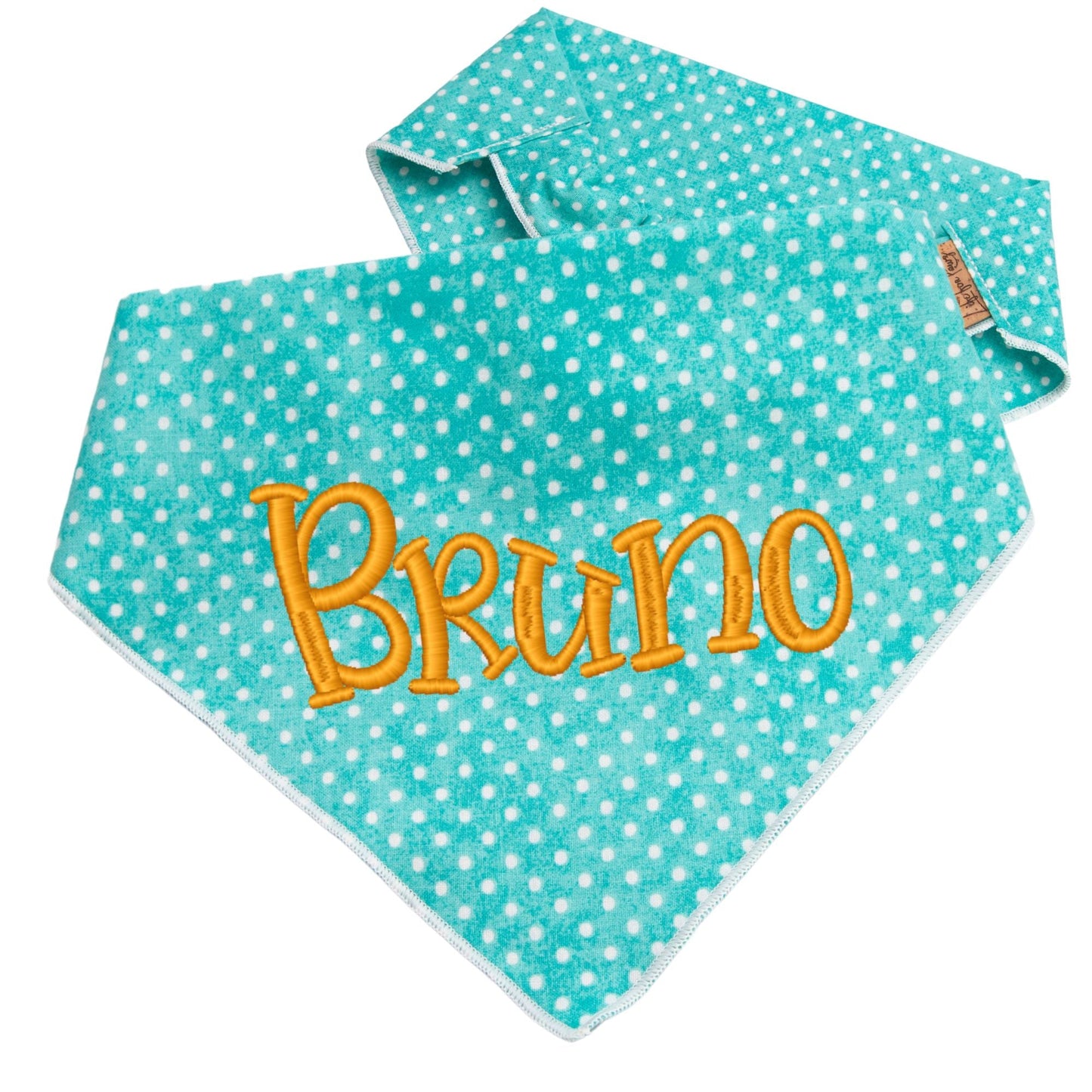 Dog bandana Turquoise Polka Dot Embroidered Scrunchie Dog Bandana - Life for Pawz -