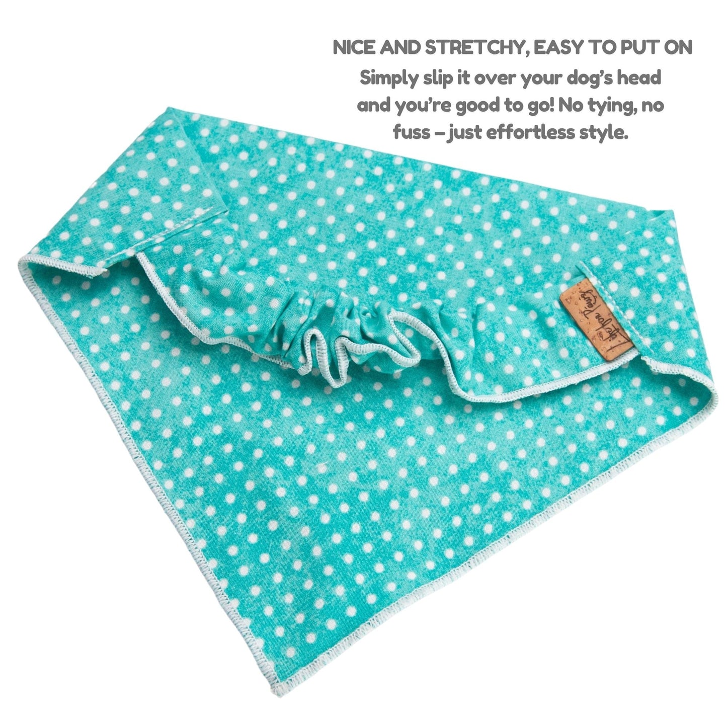 Dog bandana Turquoise Polka Dot Embroidered Scrunchie Dog Bandana - Life for Pawz -