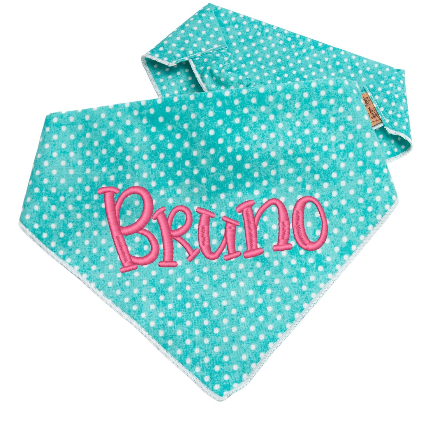 Dog bandana Turquoise Polka Dot Embroidered Scrunchie Dog Bandana - Life for Pawz -