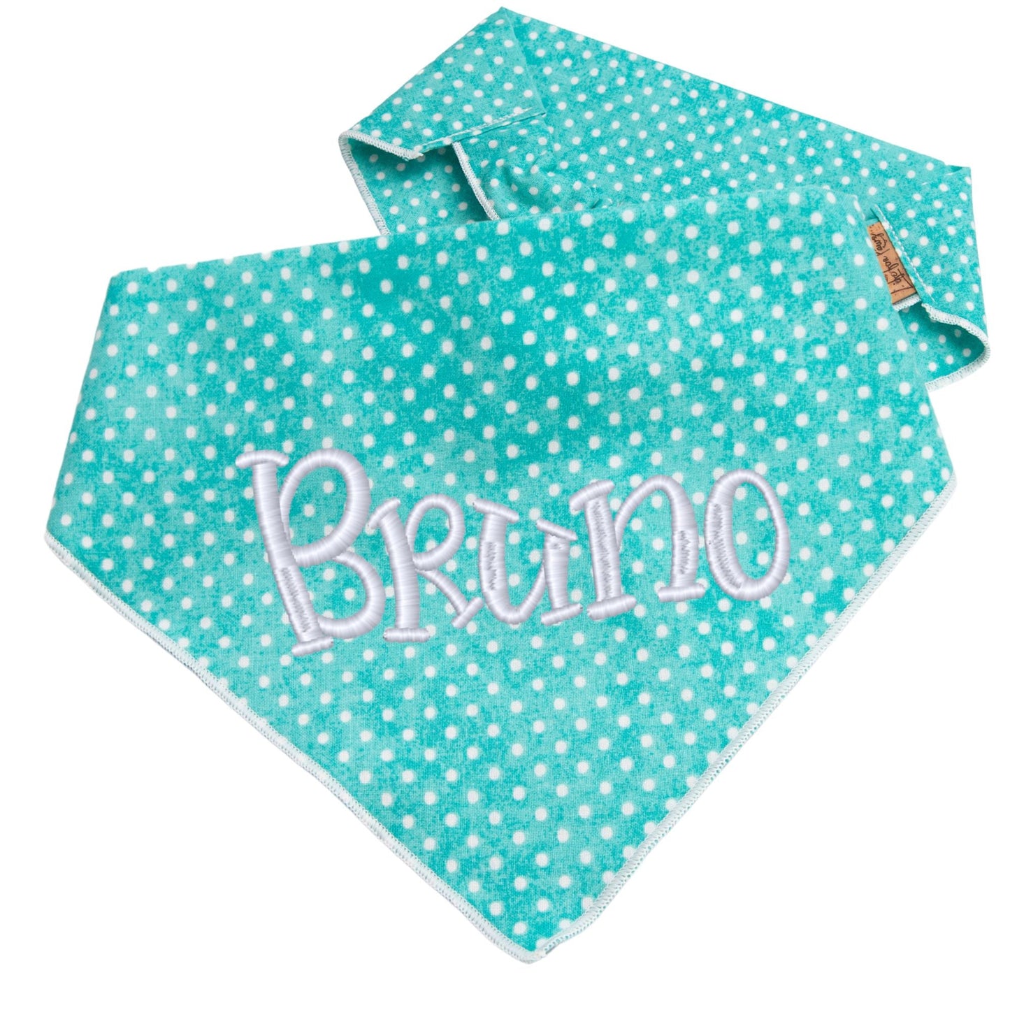 Dog bandana Turquoise Polka Dot Embroidered Scrunchie Dog Bandana - Life for Pawz -
