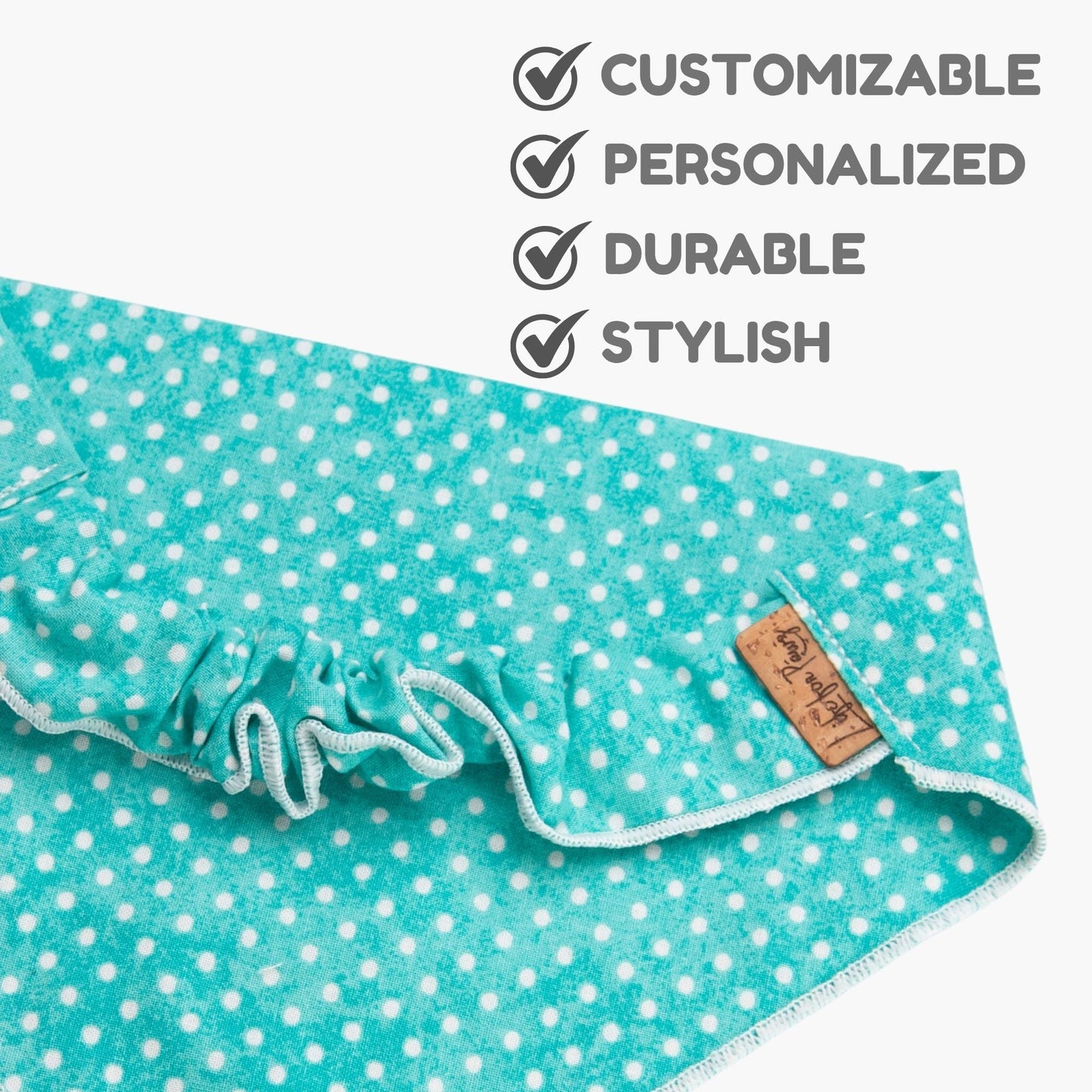 Dog bandana Turquoise Polka Dot Embroidered Scrunchie Dog Bandana - Life for Pawz -