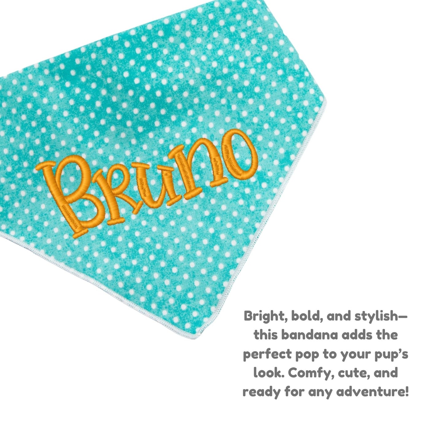 Dog bandana Turquoise Polka Dot Embroidered Scrunchie Dog Bandana - Life for Pawz -