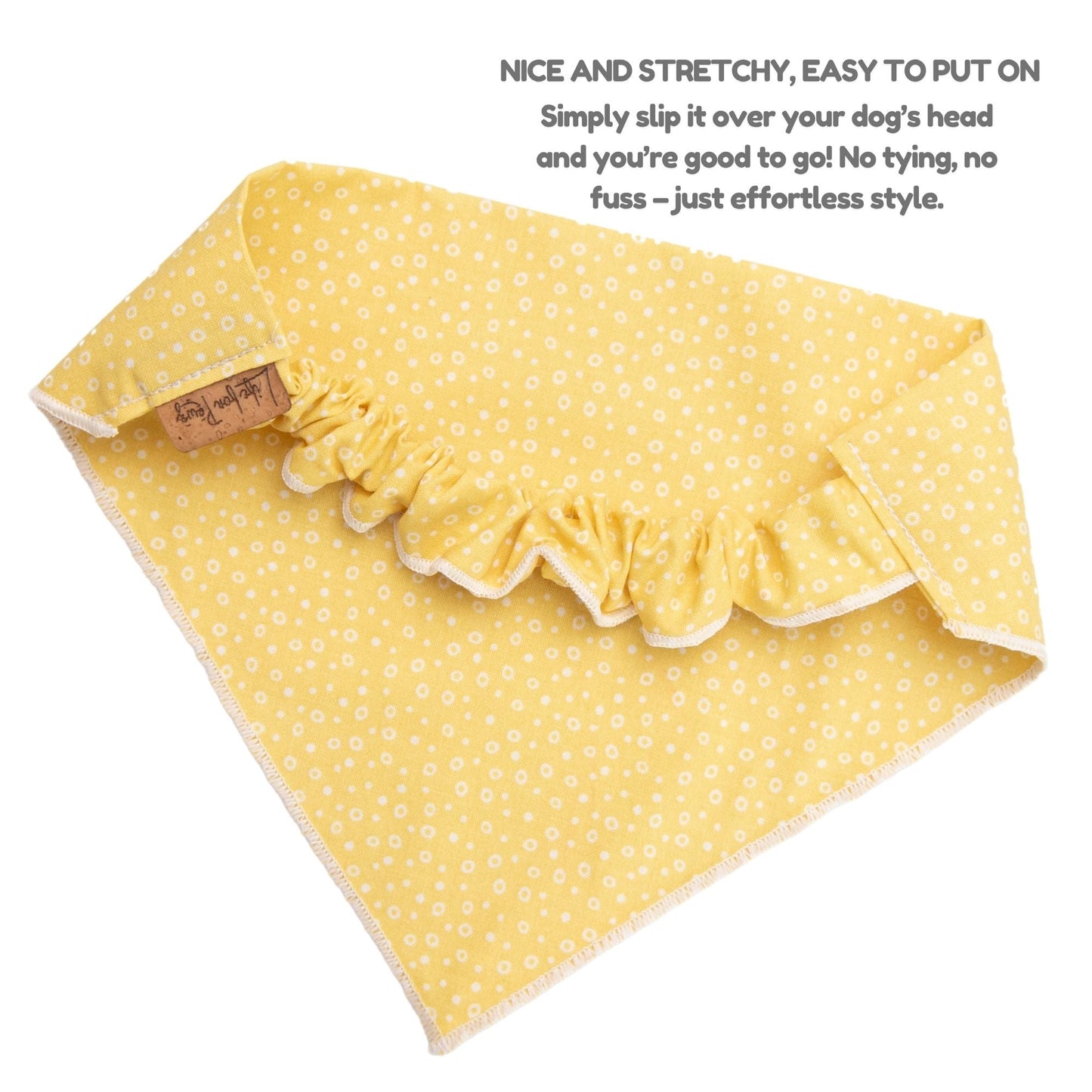 Dog bandana Yellow Dots Embroidered Scrunchie Dog Bandana - Life for Pawz -