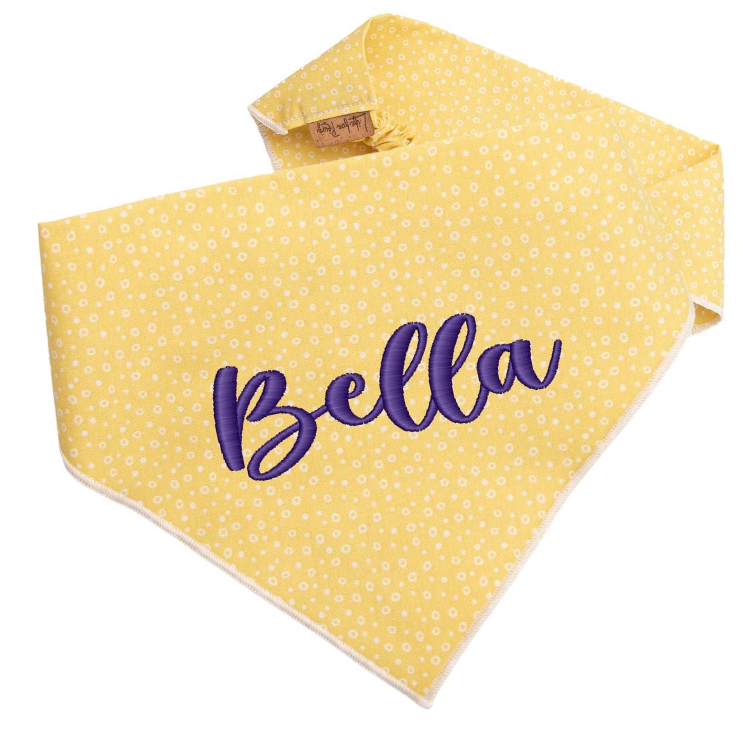 Dog bandana Yellow Dots Embroidered Scrunchie Dog Bandana - Life for Pawz -