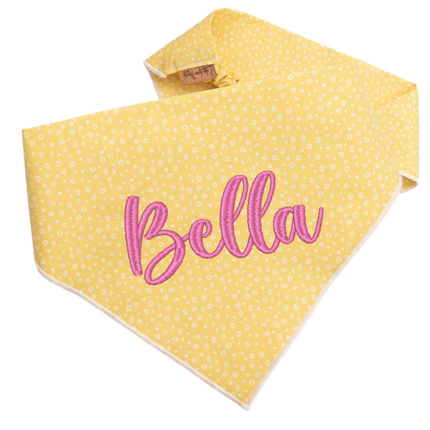Dog bandana Yellow Dots Embroidered Scrunchie Dog Bandana - Life for Pawz -
