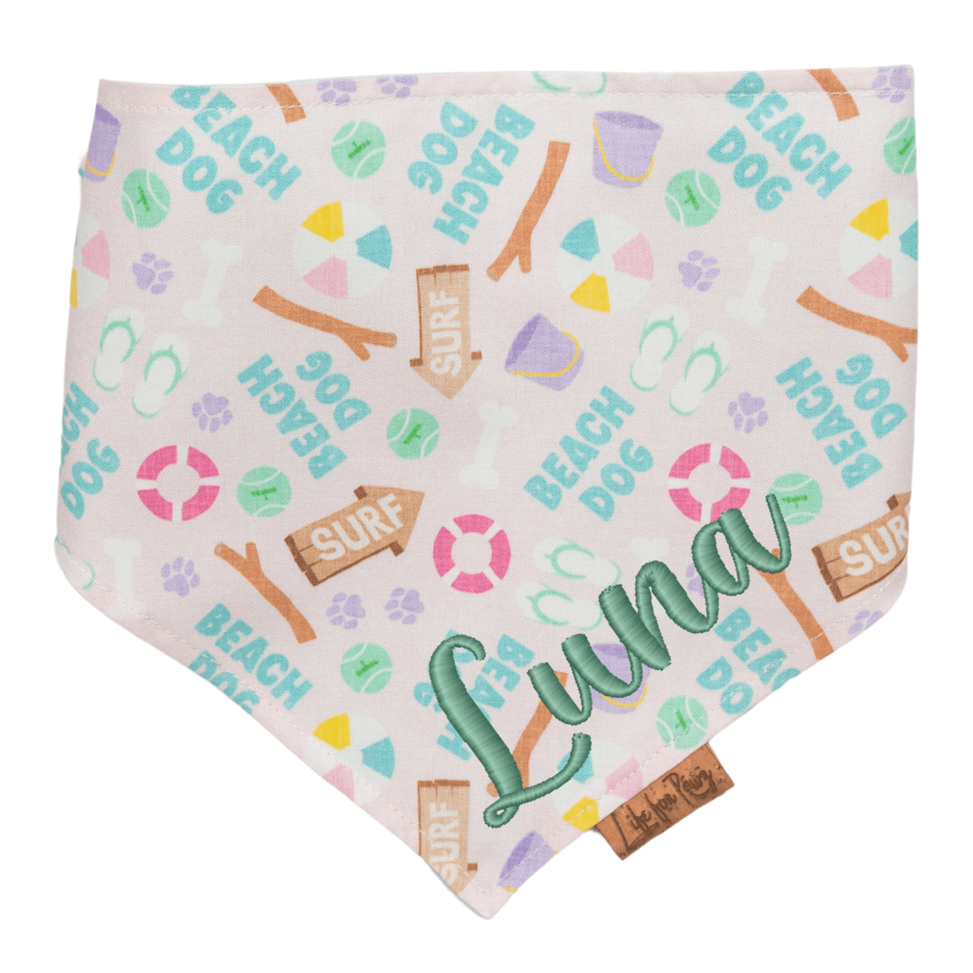 Dog bandana Beach Dog & Mint Bandana – Reversible with Bone Clasp - Life for Pawz - Bone Clasp