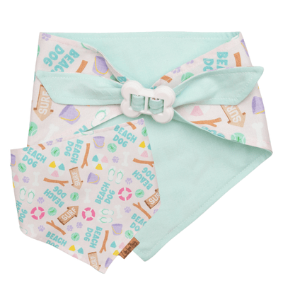 Dog bandana Beach Dog & Mint Bandana – Reversible with Bone Clasp - Life for Pawz - Bone Clasp