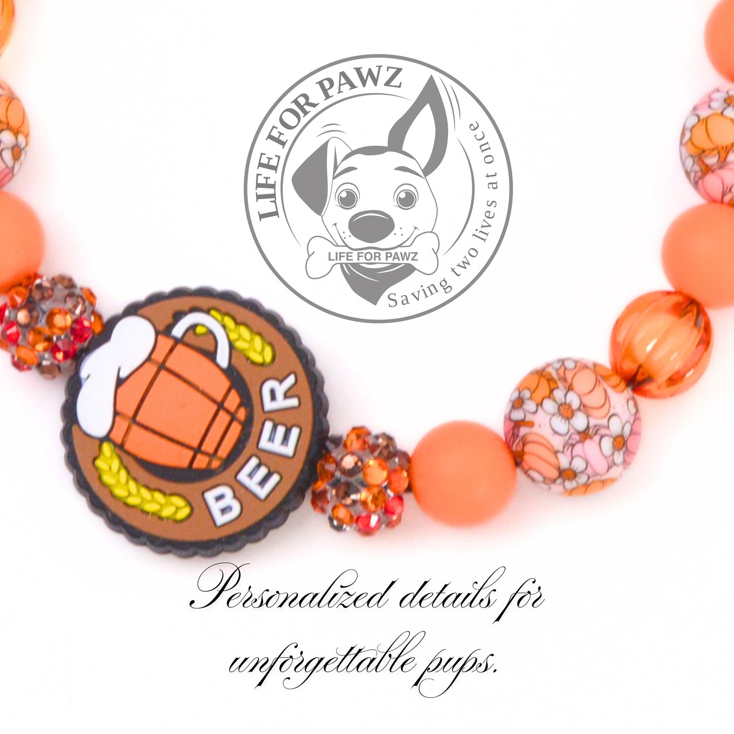 beaded dog necklace Beer Beaded Collar Charm by Life for Pawz – Handmade for pets