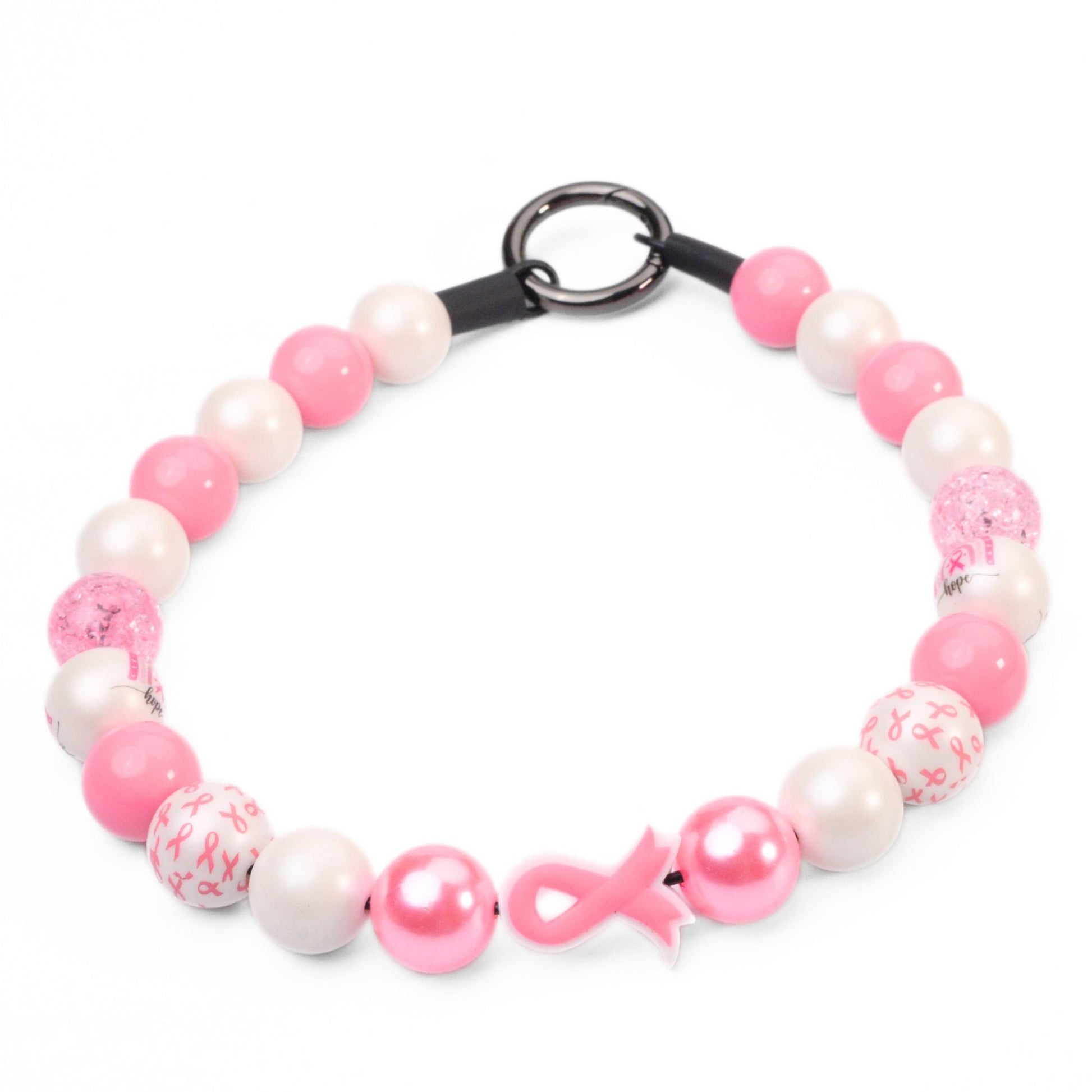 beaded dog necklace Cancer Awareness Pink Ribbon Beaded Dog Collar by Life for Pawz – Handmade for pets