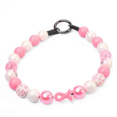 beaded dog necklace Cancer Awareness Pink Ribbon Beaded Dog Collar by Life for Pawz – Handmade for pets