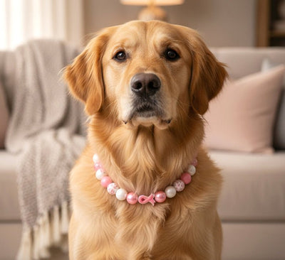 beaded dog necklace Cancer Awareness Pink Ribbon Beaded Dog Collar by Life for Pawz – Handmade for pets