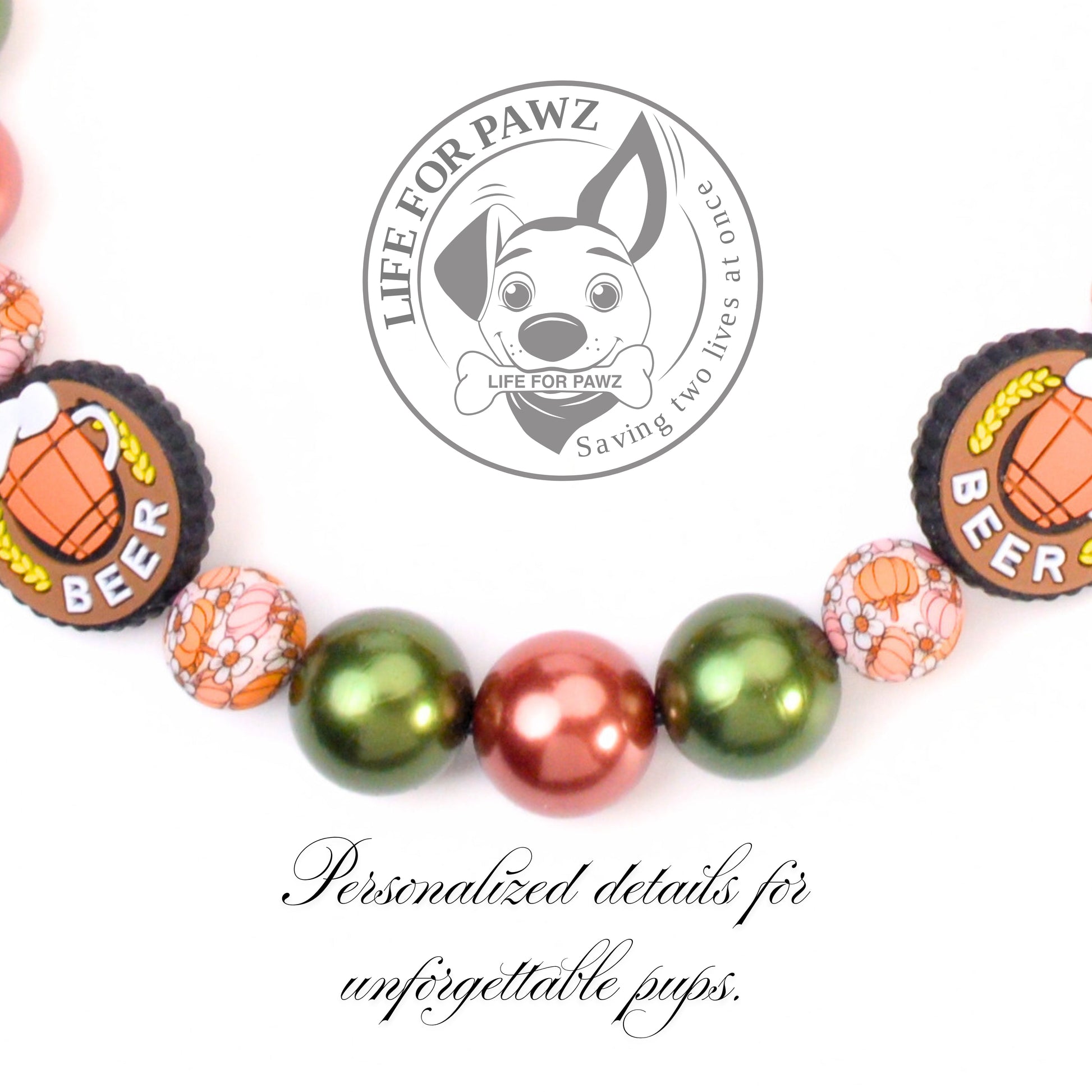 beaded dog necklace Cheers & Beads Dog Collar by Life for Pawz – Handmade for pets