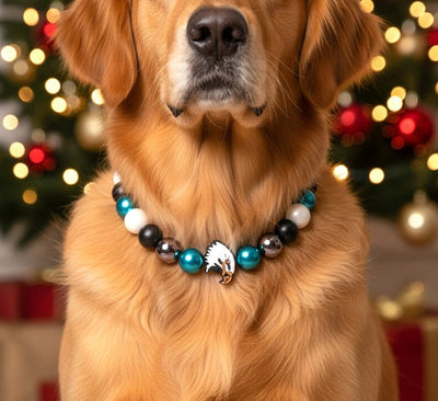 beaded dog necklace Game Day Eagle Beaded Dog Collar by Life for Pawz – Handmade for pets