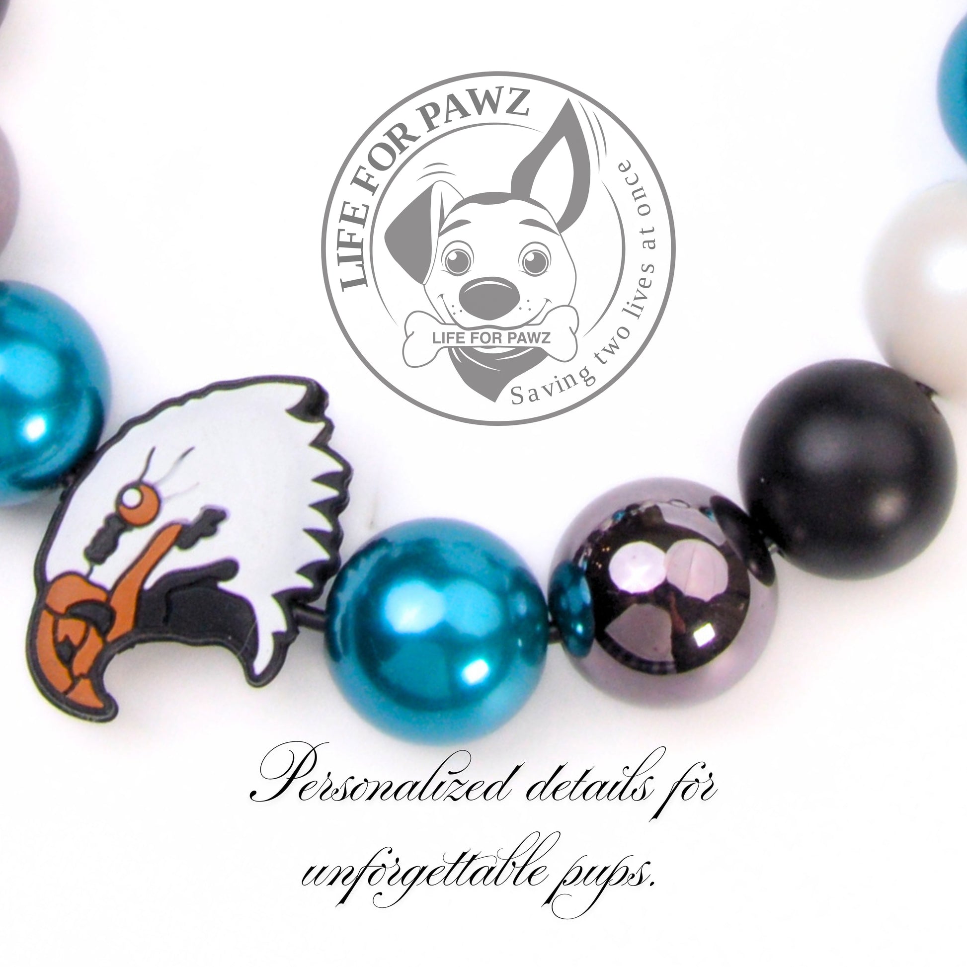 beaded dog necklace Game Day Eagle Beaded Dog Collar by Life for Pawz – Handmade for pets