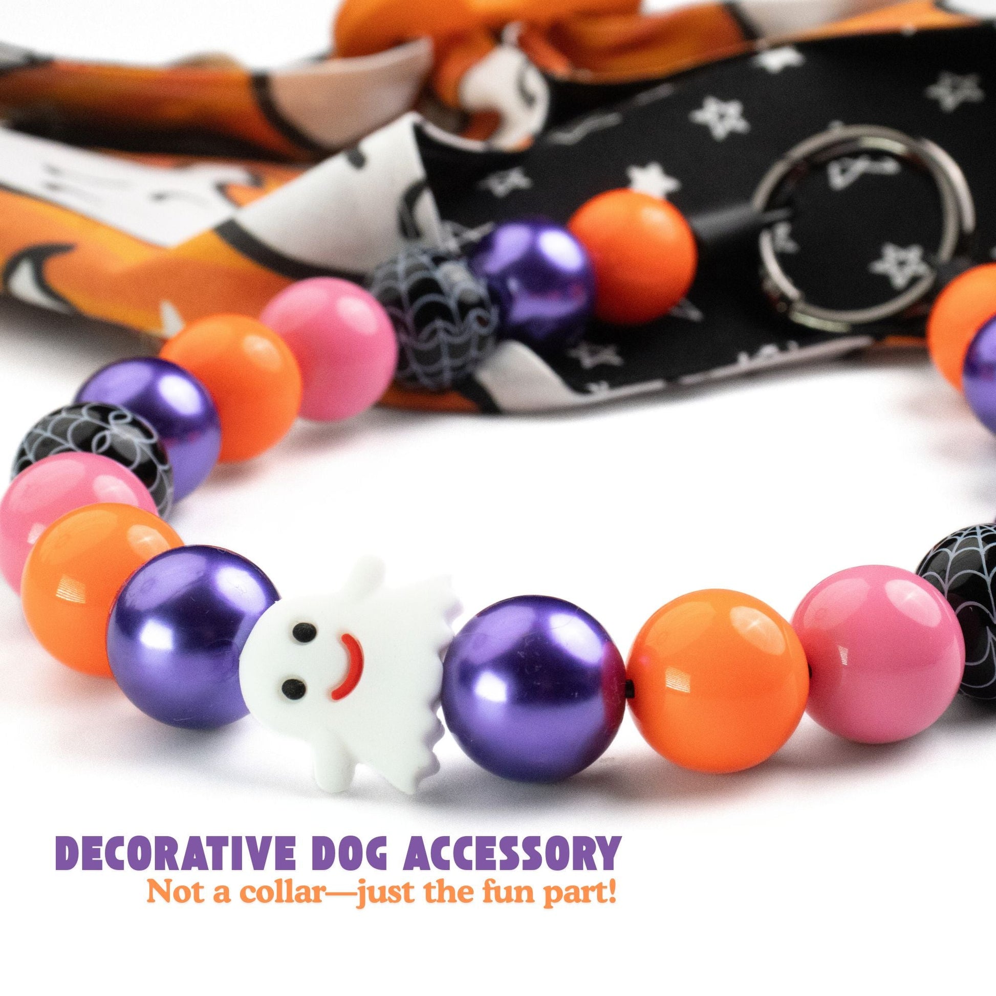 beaded dog necklace Halloween Ghost Dog Collar Charm by Life for Pawz – Handmade for pets