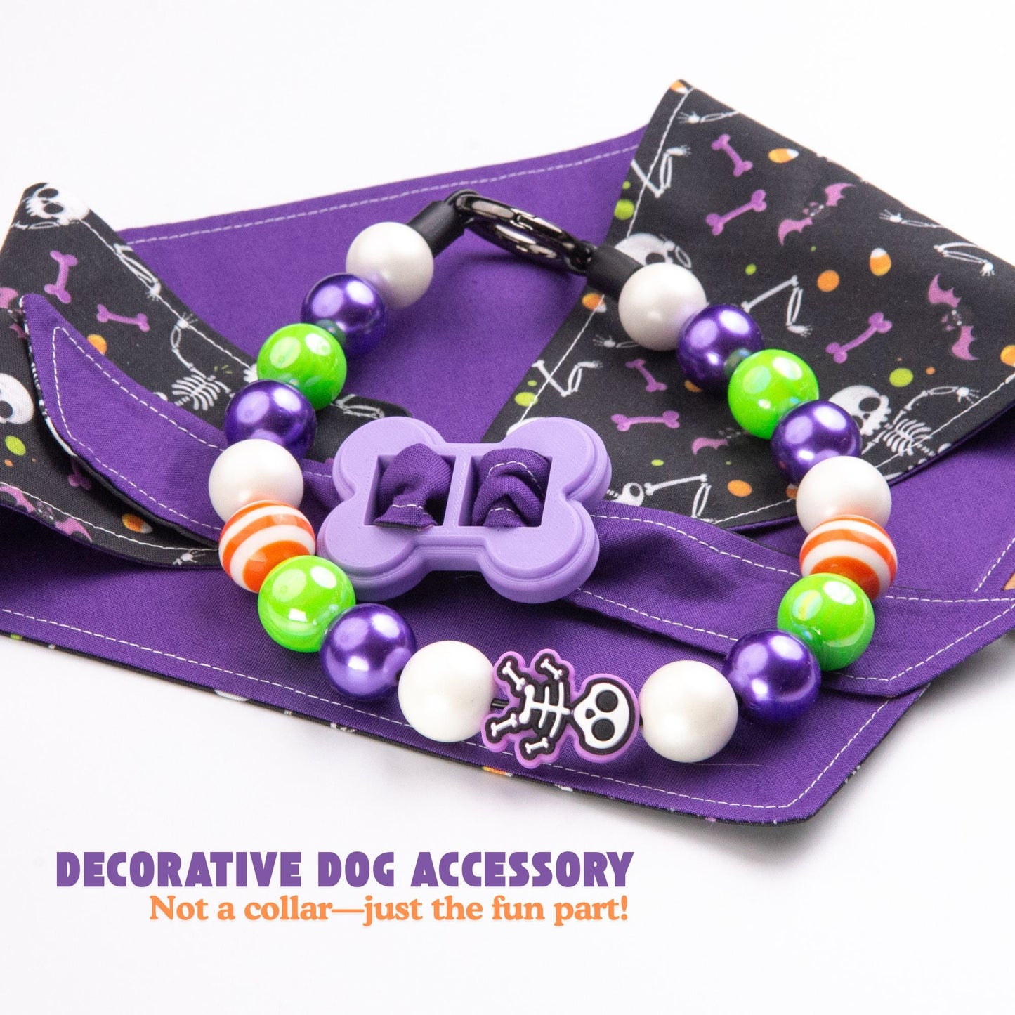 beaded dog necklace Halloween Skeleton Beaded Charm by Life for Pawz – Handmade for pets