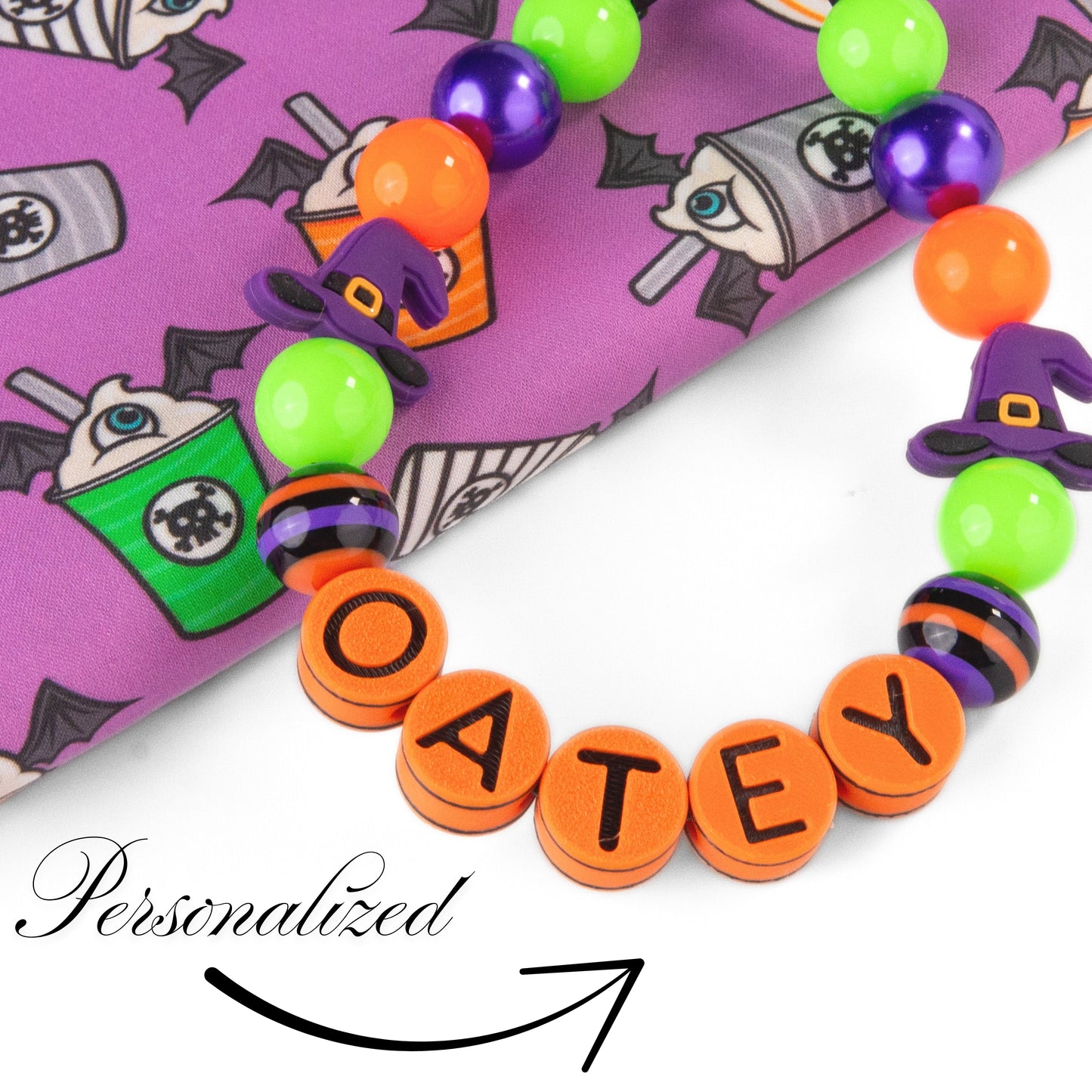 beaded dog necklace Halloween Witch Dog Charm - Custom Name by Life for Pawz – Handmade for pets