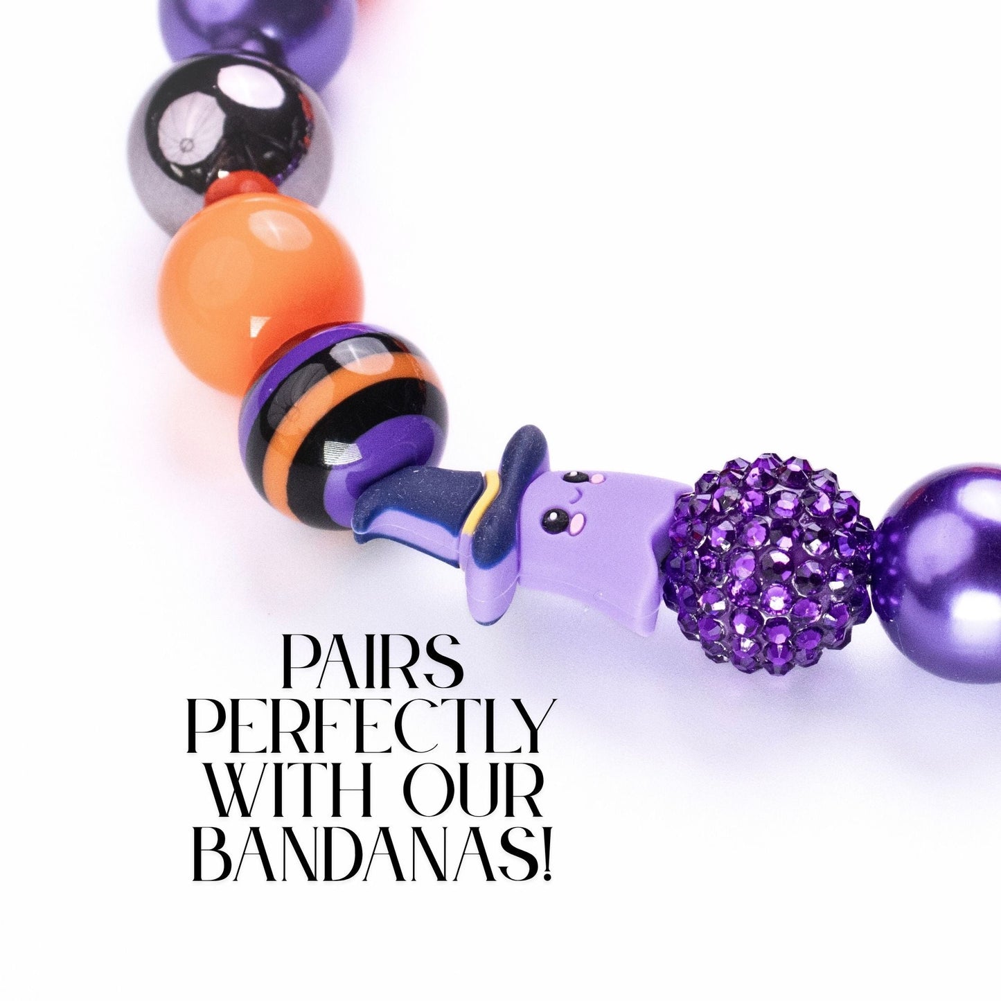 beaded dog necklace Orange & Purple Beads by Life for Pawz – Handmade for pets