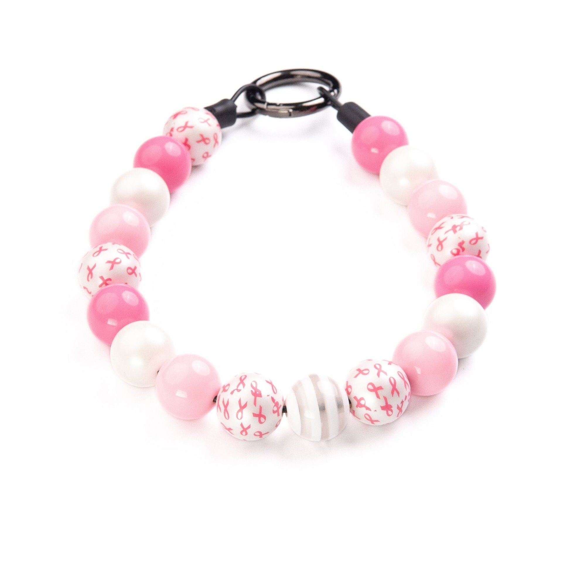beaded dog necklace Pink Awareness Charm by Life for Pawz – Handmade for pets