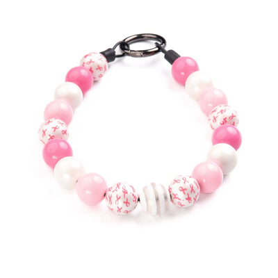 beaded dog necklace Pink Awareness Charm by Life for Pawz – Handmade for pets