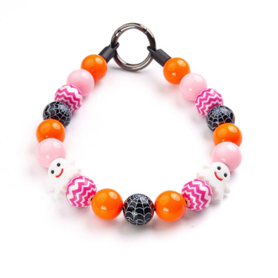 beaded dog necklace Pink & Orange Ghost Charm by Life for Pawz – Handmade for pets