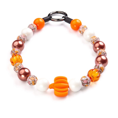 beaded dog necklace Pumpkin Harvest Charm by Life for Pawz – Handmade for pets