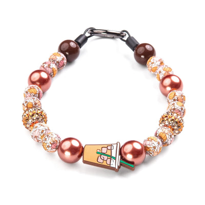 beaded dog necklace Pumpkin Spice Latte Charm by Life for Pawz – Handmade for pets