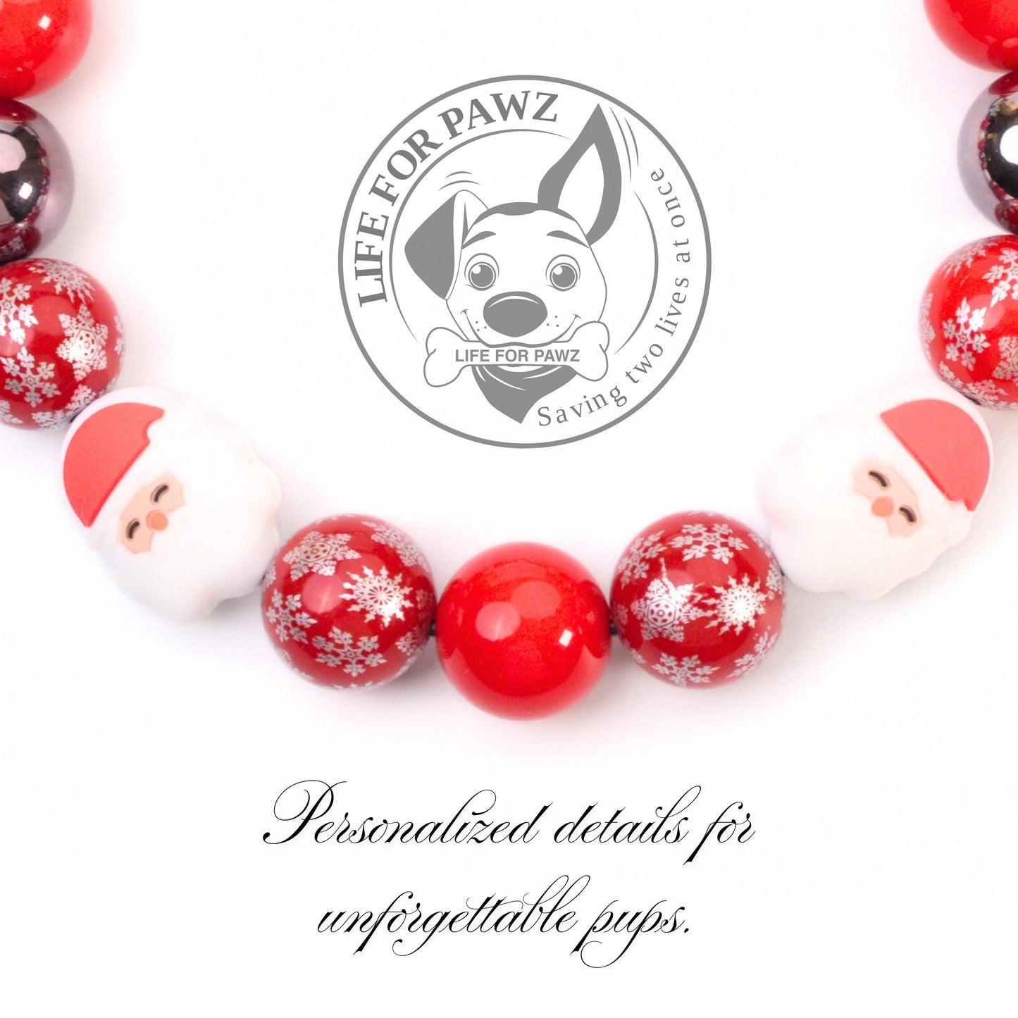 beaded dog necklace Santa & Snowflakes Christmas Beaded Dog Collar by Life for Pawz – Handmade for pets