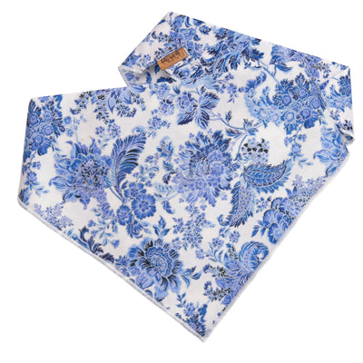 Dog bandana Blue Floral Embroidered Scrunchie Dog Bandana - Life for Pawz - 