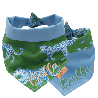 Dog bandana Blue Leopard & Solid Blue Reversible Dog Bandana - Life for Pawz - Reversible Dog Bandana