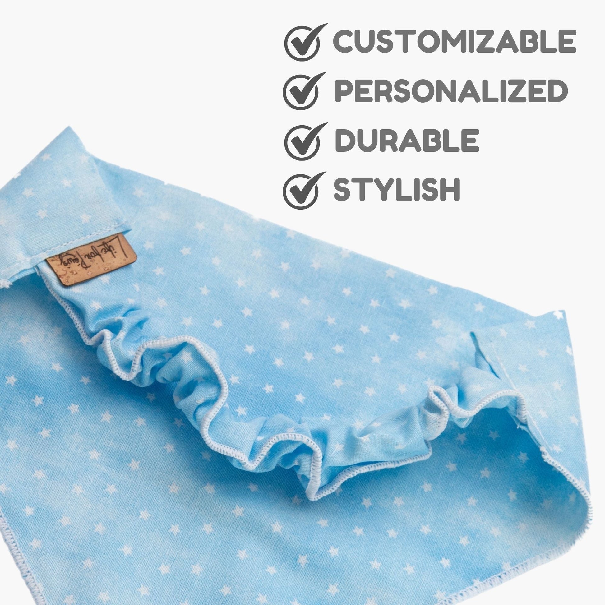 Dog bandana Blue Stars Embroidered Scrunchie Dog Bandana - Life for Pawz - 