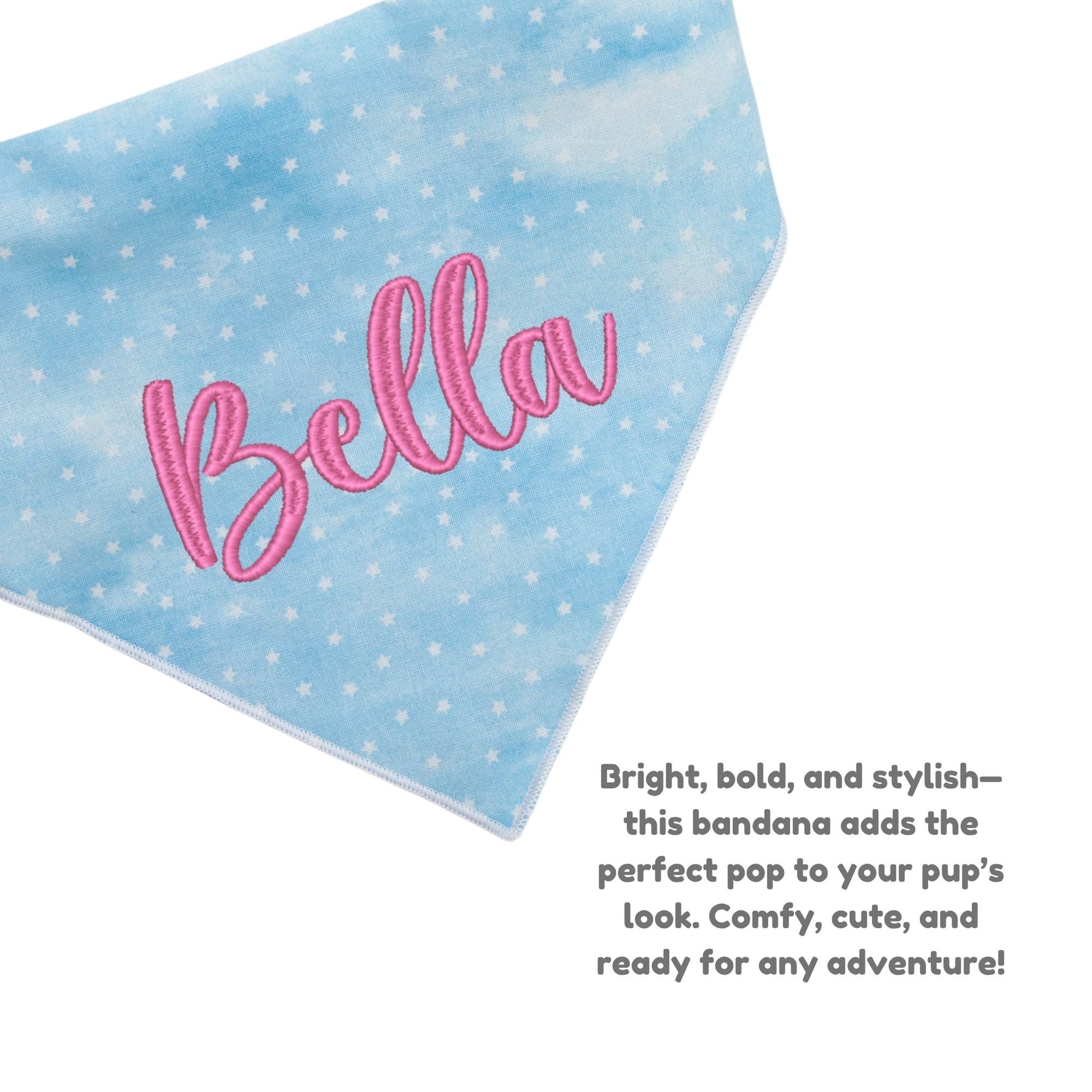 Dog bandana Blue Stars Embroidered Scrunchie Dog Bandana - Life for Pawz - 