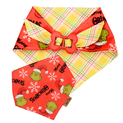 Bone Clasp Christmas Grinch Bone Clasp Bandana by Life for Pawz – Handmade for pets